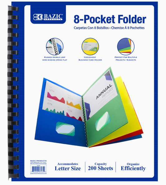 Pocket Folder Portfolio Organizer (8-Pocket)