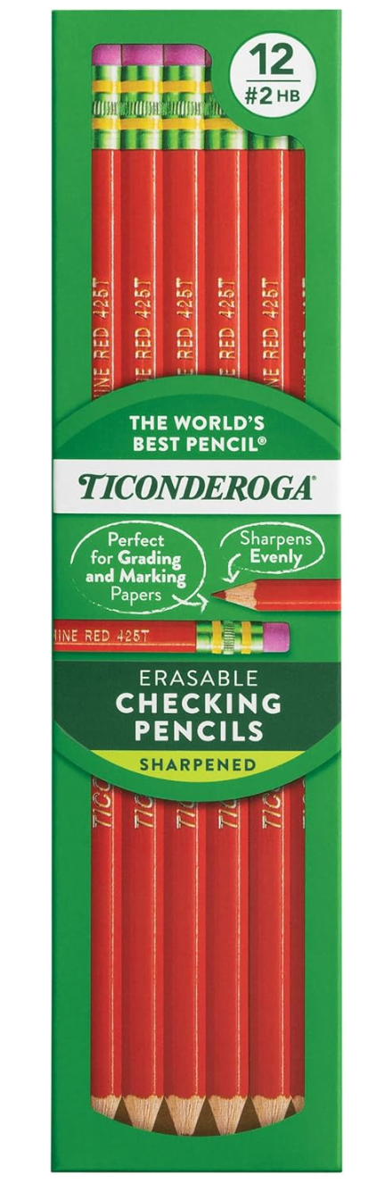 Pencil (Ticonderoga Erasable Checking Pencil-Red)